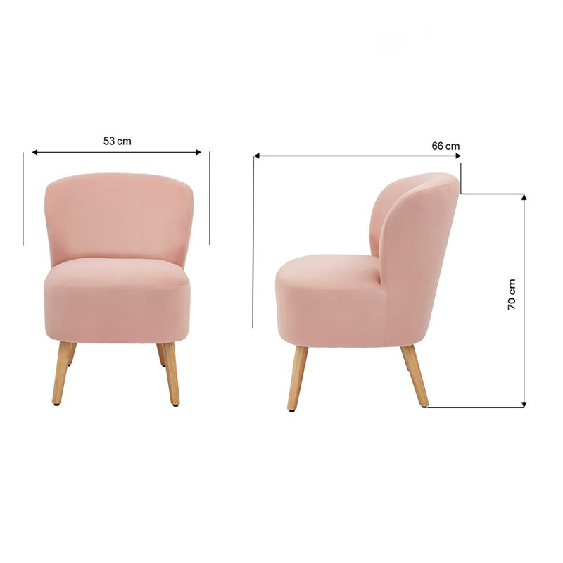 Upholstered Side Chair, Pink Velvet
