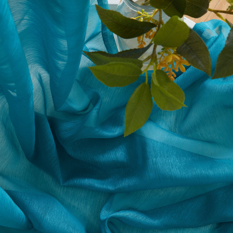 Lauren Semi Sheer Curtain Pair, 54" W x 84" L, Teal Blue