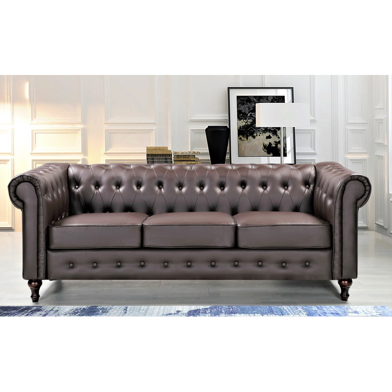 Arieana 82.3" Rolled Arm Sofa, Brown