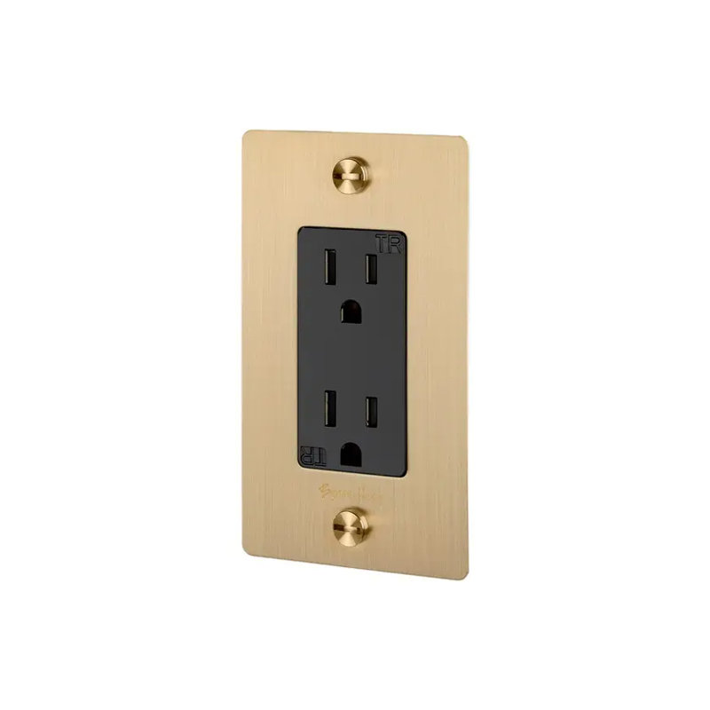 1G Duplex Outlet / With Logo , Brass