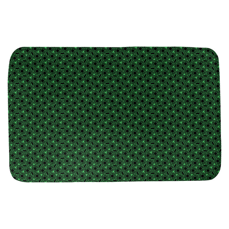 Avicia Memory Foam Non-Slip Bath Rug, 17" W x 24" L, Green/Black