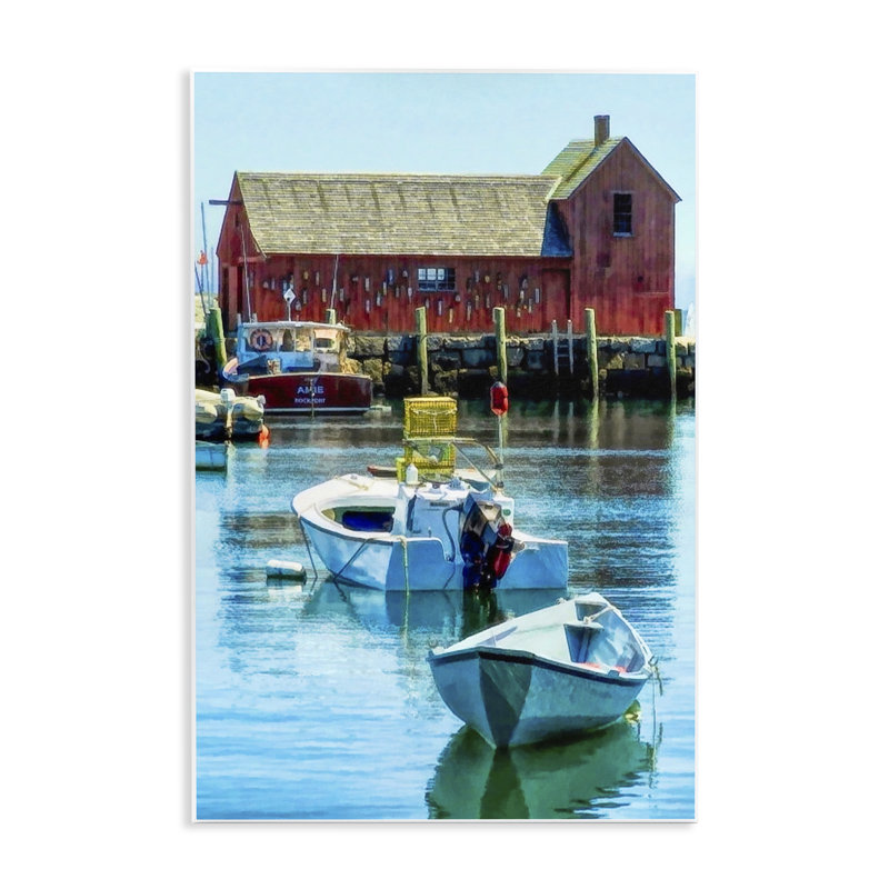 «Tranquil Boat Harbor», art mural sur toile par Graffi *ee Studios, H 19 po x l 13 po
