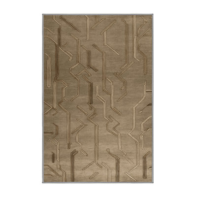 Machine Washable Art Deco Brown Area Rug