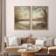 Rustic Countryside " Autumn Whispers Nature Landscape Pictures Vintage Art Rustic Living Room Decor Bedroom Decor " 2 - Pieces-98374171-98374172