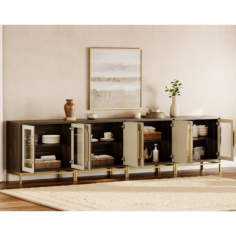 Buffet moderne 16 "de profondeur avec portes en cuir texturé