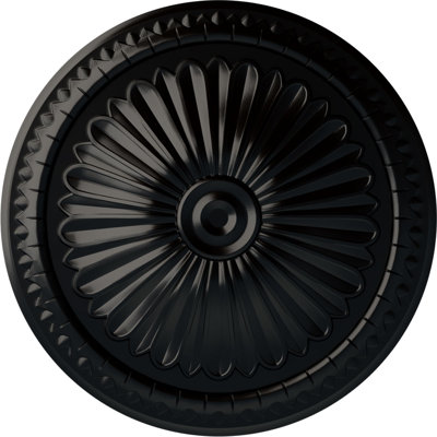 Endurathane Alexa Ceiling Medallion, 15"OD x 1 3/4"P (Fits Canopies up to 3"), Hand-Painted Jet Black Finish