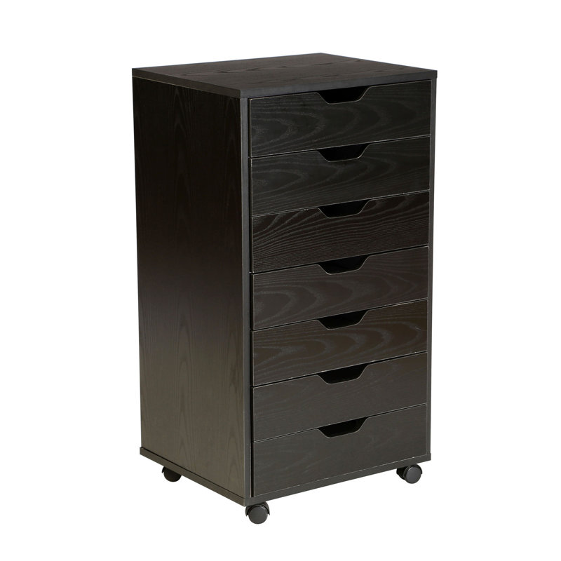 19.21'' Wide 7 -Drawer Mobile File Cabinet, Black