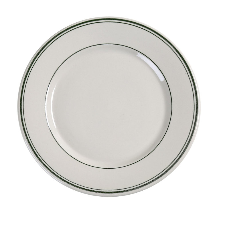 Assiette en porcelaine à bande verte Yanco