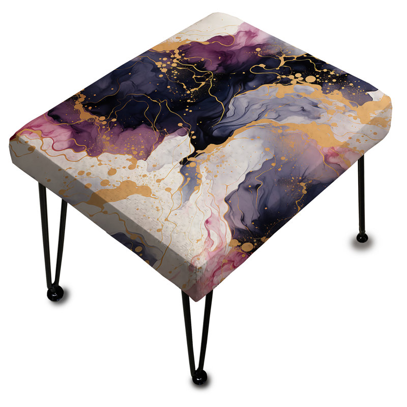Gold Cosmic Intrigue Marble Mirage - Marble Rectangle Ottoman