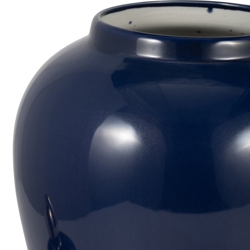 Ellport Sophisticated Ceramic Tall Jar with Lid Accent for Home Decor - Sculptural Table Jar with Silhouette Curve for Shelves Consoles and Tabletop Styling - 18", Blue