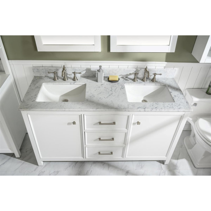 Ensemble de meuble-lavabo double 60 po Malbon, Blanc