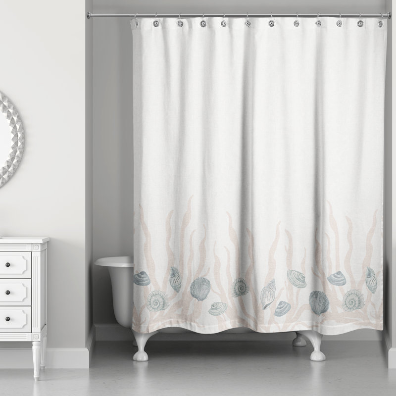 Rideau de douche simple Leetsburg, Bleu / rosé / blanc