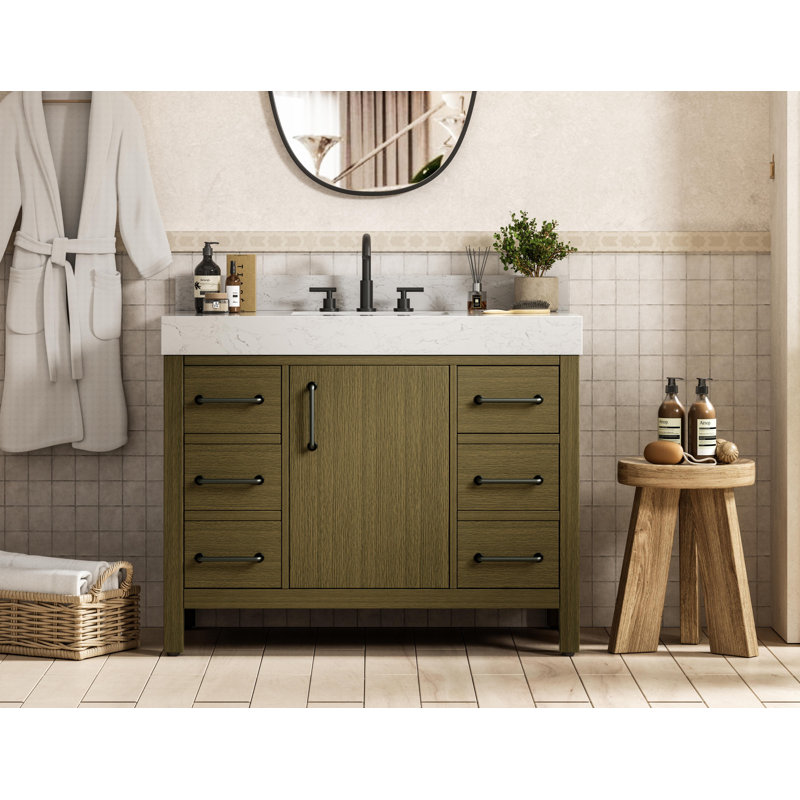 Meuble-lavabo simple 42 po_Traditional_VF60642-BS, Châtaignier brun