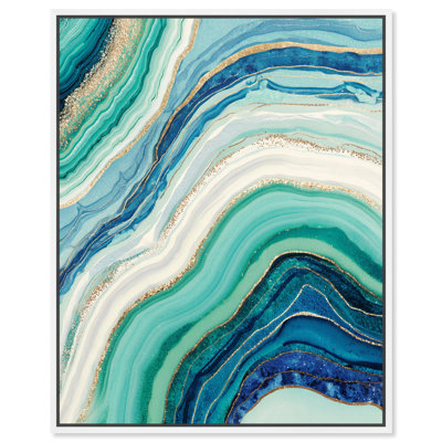 «Blue Green Abstract Agate I», art abstrait bleu sarcelle par 