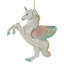 Ornement de Noël 5,25 po en forme de licorne en verre bleu et rose
