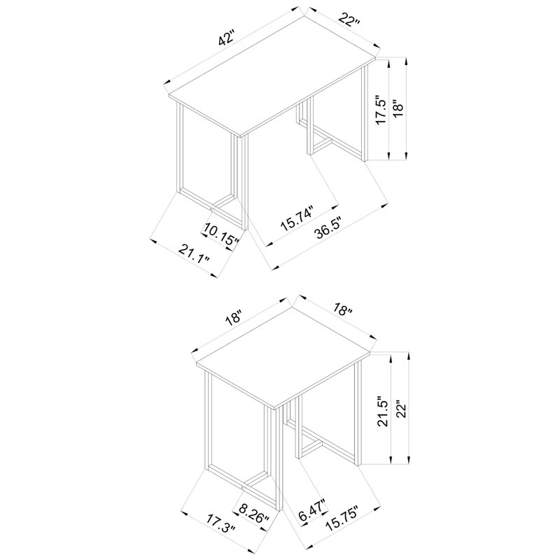 3 Table - Functional Grey And Black Occasional Modern