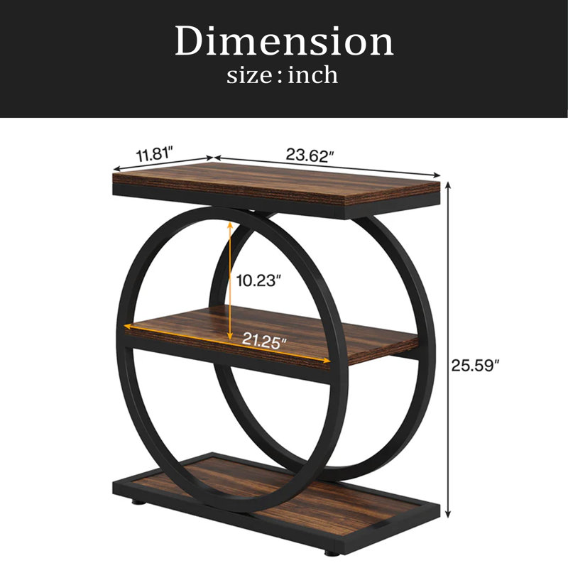 3-Tier Sofa Side Table,Modern End Table