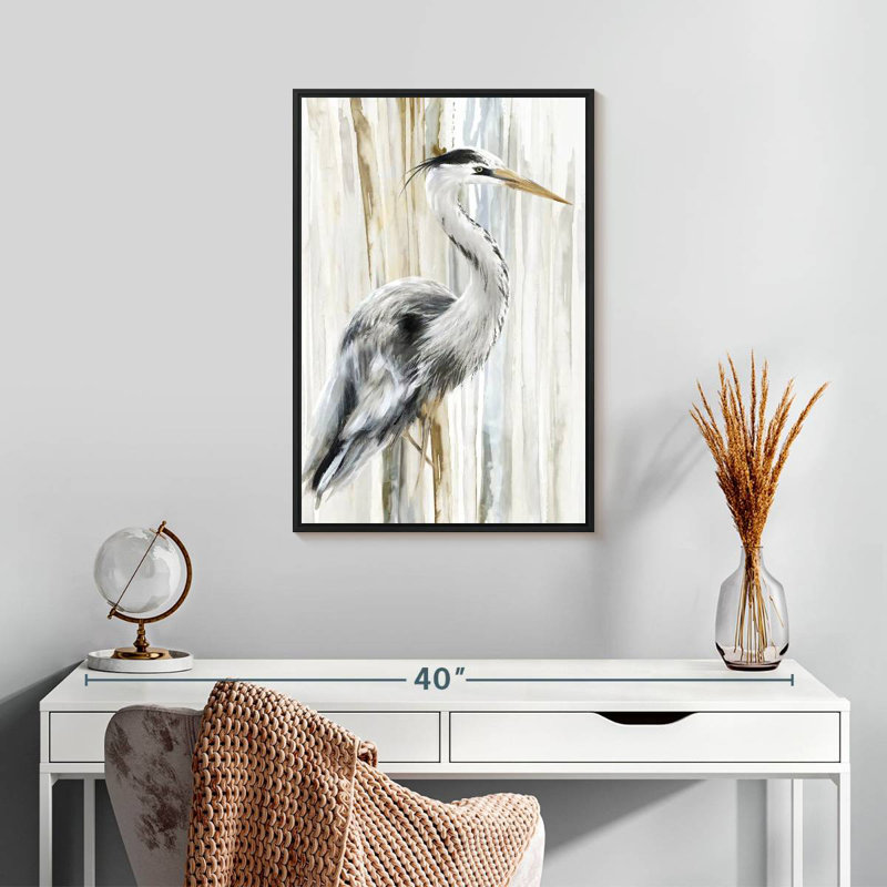 River Heron I, Cadre flottant noir, 17 po x 25 po
