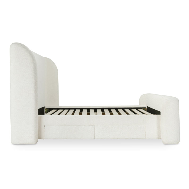SOPHIA Upholstered Wingback Storage Bed, Cream Boucle, King