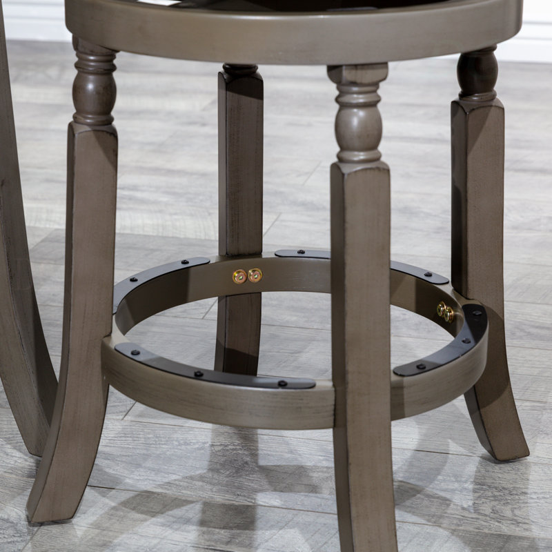 Tabouret de bar 30 po, finition gris patiné, siège en tissu gris anthracite, Gris anthracite, Gris patiné