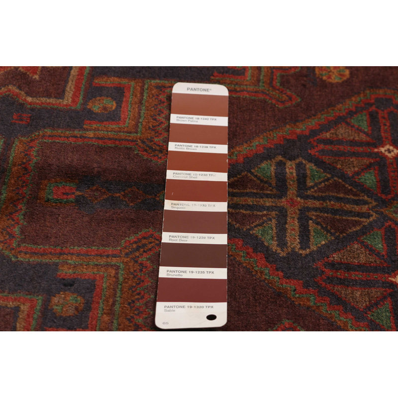 Tapis rectangulaire en laine New Age de conception unique 3 pi 10 po x 6 pi 7 po brun