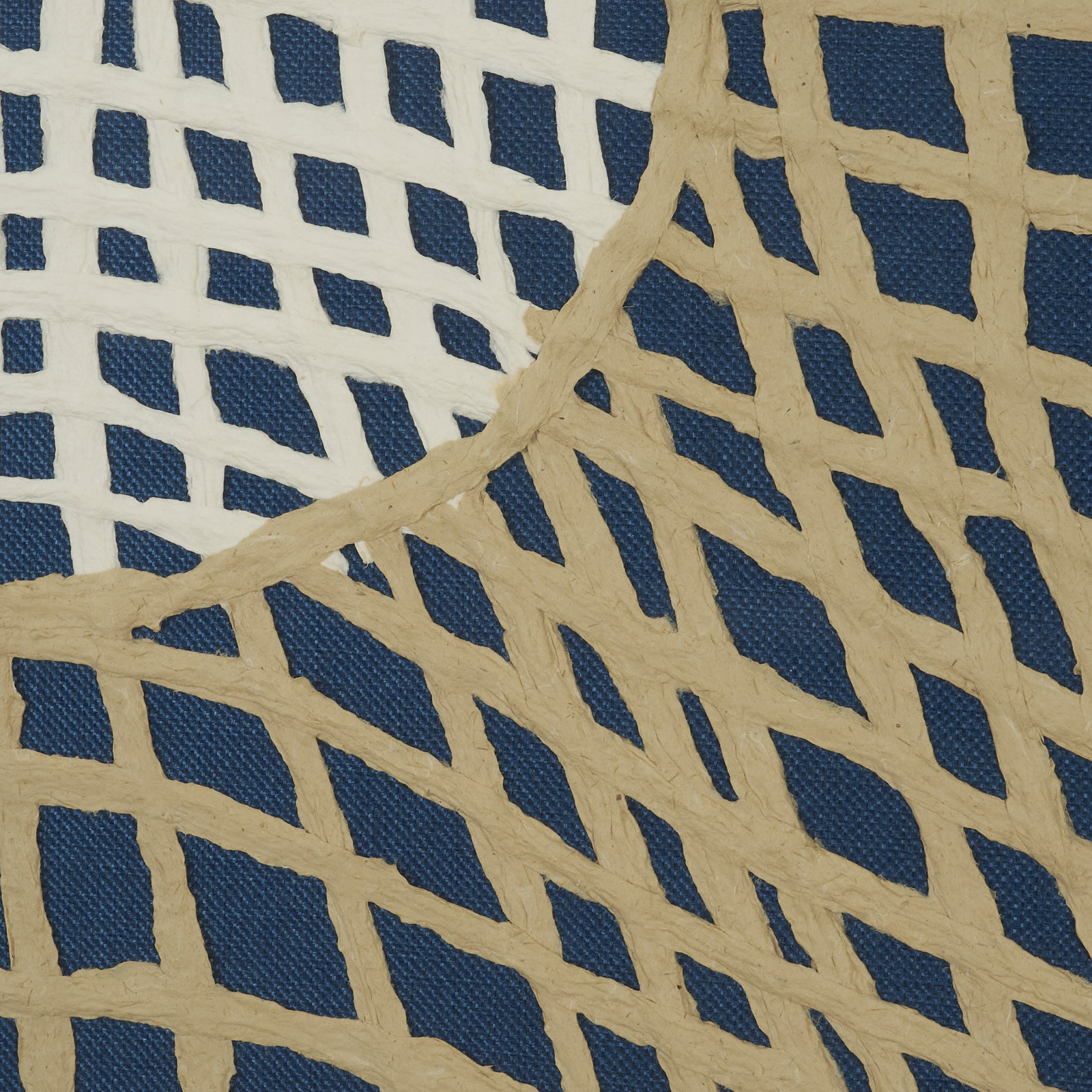 Folk Papercuts II - Prisms Print, 40" H x 40" W, Blue, Gold | White | Navy Blue