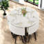 Ensemble de table de salle à manger moderne et compact avec plateau en MDF et chaises en marbre blanc
