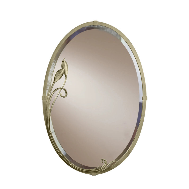 Leaf Traditional Beveled Accent Mirror, Soft Gold