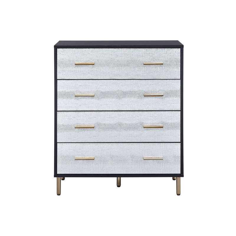 Commode noire, commode en argent doré