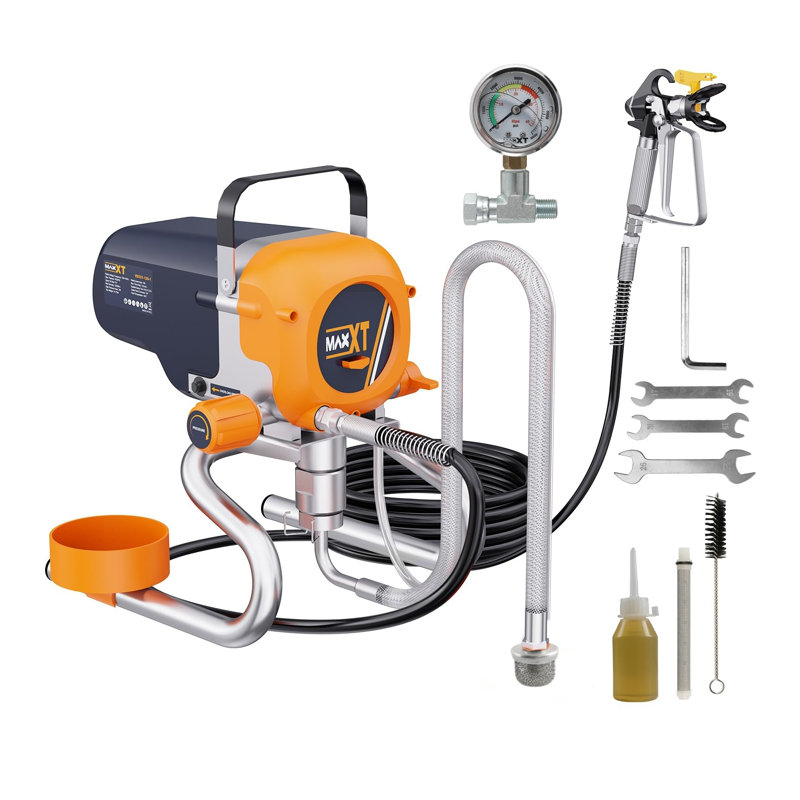 Pistolet à peinture sans air 3300 PSI avec support, machine de pulvérisation motorisée 0,82 HP pour les projets domestiques et extérieurs, orange