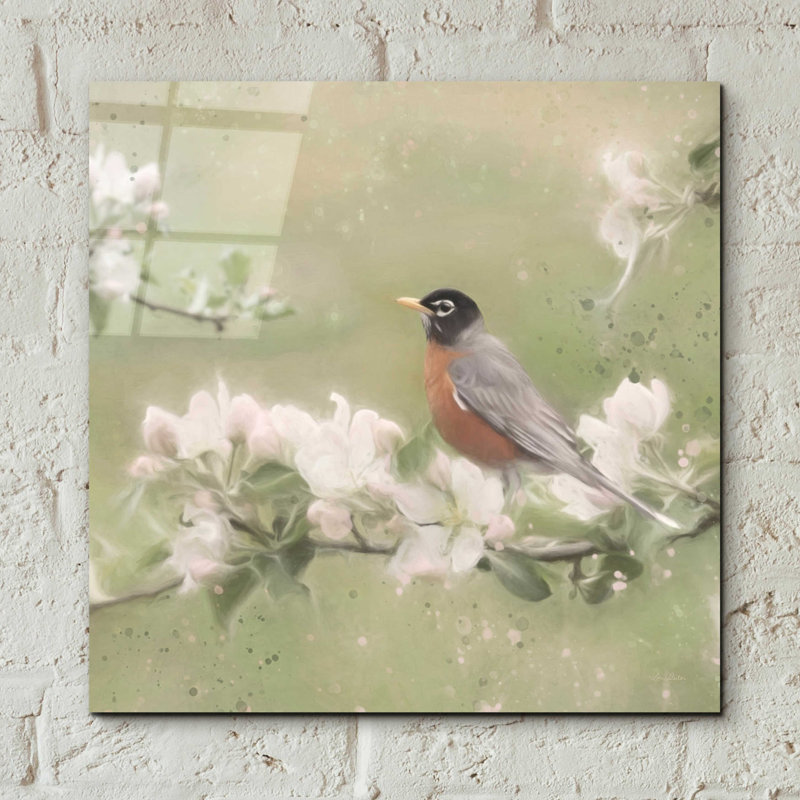 «Springtime Robin» par Lori Deiter - impression sans cadre, H 12 po x l 12 po x P 0,13 po