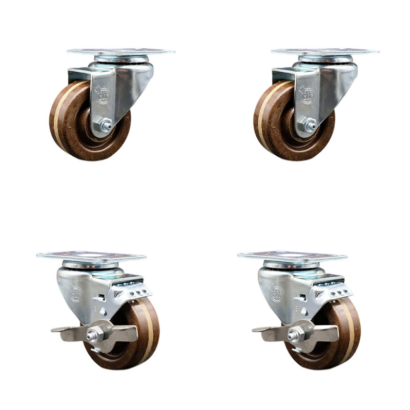 4 Piece High Temp Phenolic Swivel Caster Set