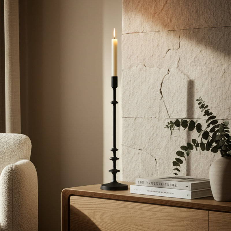 Porte-bougie moderne et décontracté moderne, H 20 po x l 5 po x P 5 po