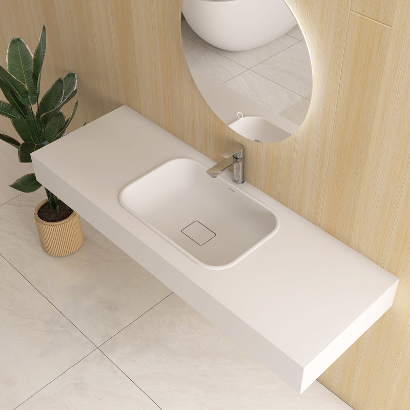 Lavabo de salle de bain mural 59 "avec trou pour robinet 59"