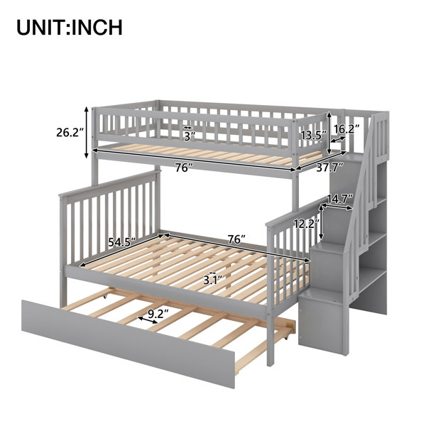 Hazzard Kids Twin Over Full Bunk Bed with Trundle