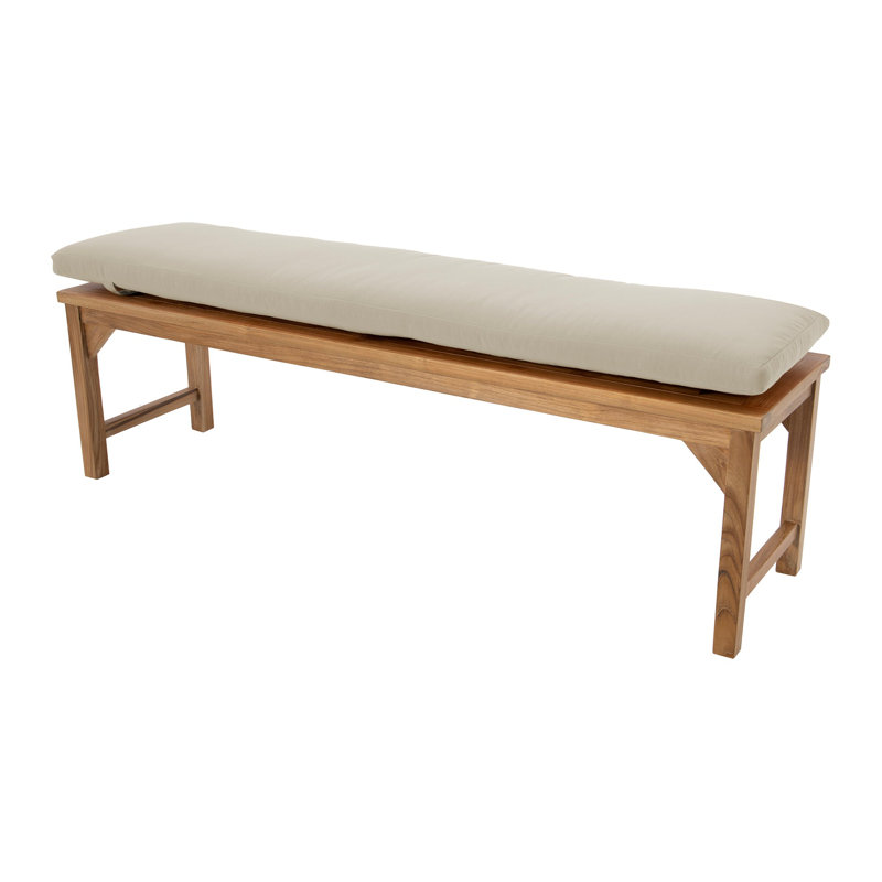 Banc de jardin en teck Velay, H 18 po x l 72 po x P 15,25 po, Beige antique