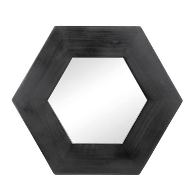 18.5" X 18.5" Hexagon Mirror With Solid Wood Frame