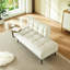 Ensemble moderne de 137 cm en velours beige avec table d'appoint pivotante à 360°, banc et design d'espace pour chambre d'appartement.