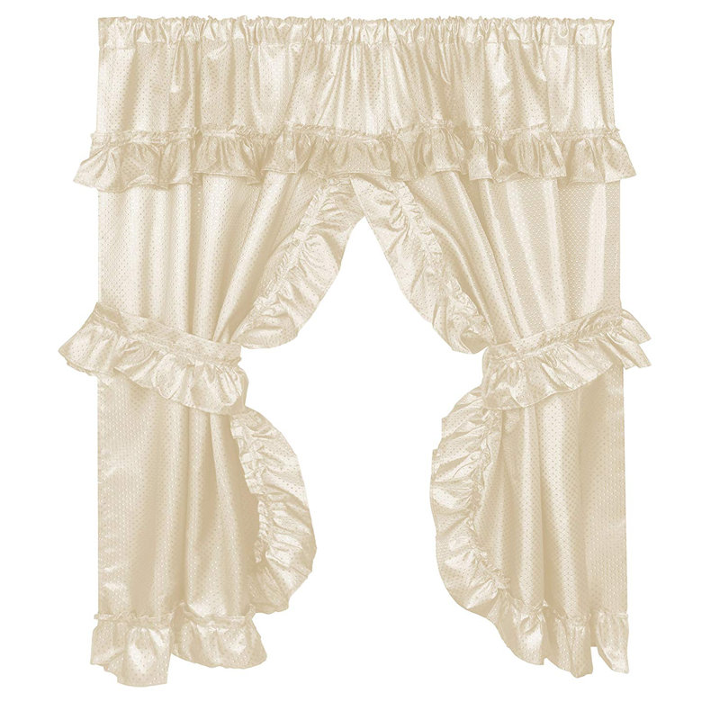 Catriona Polyester Semi Sheer Curtain Single Panel, Ivory