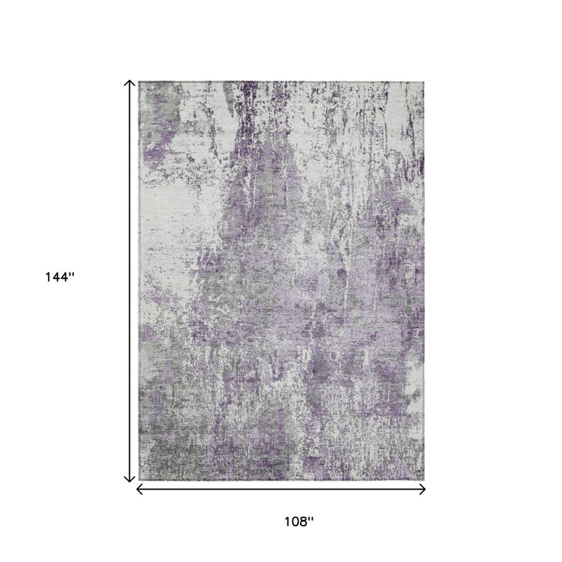 Tapis intérieur/extérieur lavable, motif abstrait prune et ivoire, 2,74 m x 3,66 m