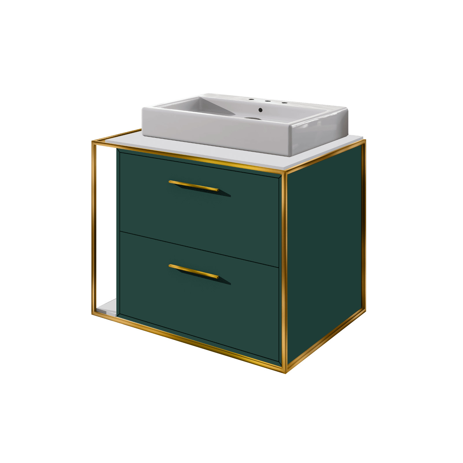 Linea 24'' Single Bathroom Vanity, Brass, Matte Olive Green, 8" Widespread