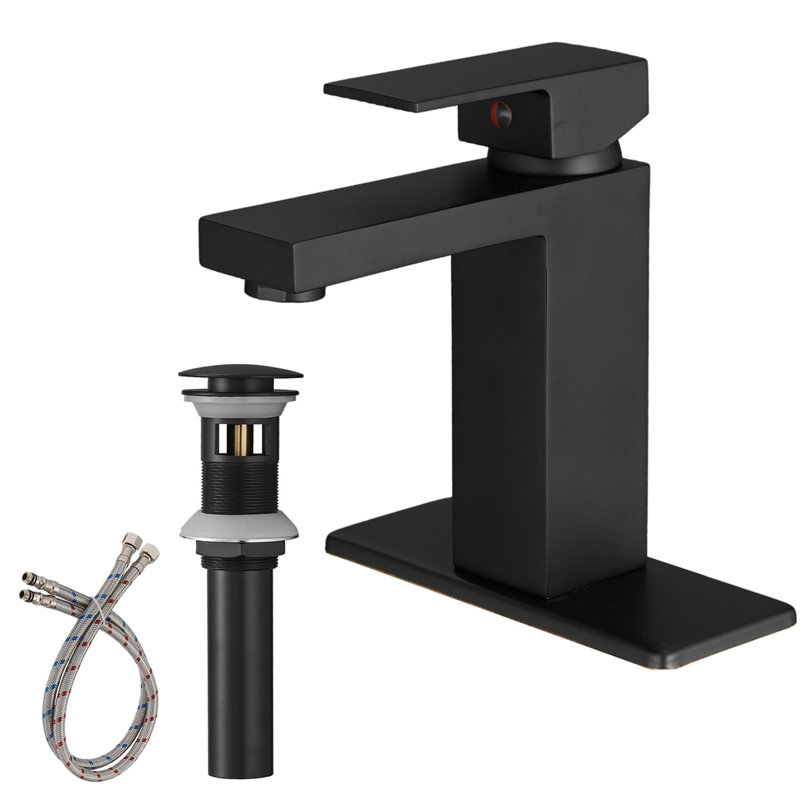 Single-handle Bathroom Faucet with Drain Assembly, Matte Black