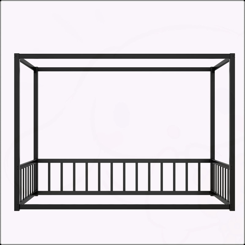 Sturdy Iron Bed with Protective Rails and Versatile Design, Twin