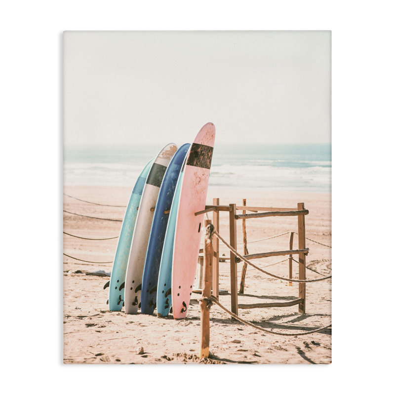 Toile de plage rétro avec planches de surf, conception par Sissi et Seb, H 20 po x l 16 po