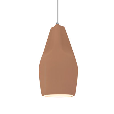 Radiance - Tall Crease 1-Light Pendant - Adobe - Matte Black - Replaceable Bulb - White Cord