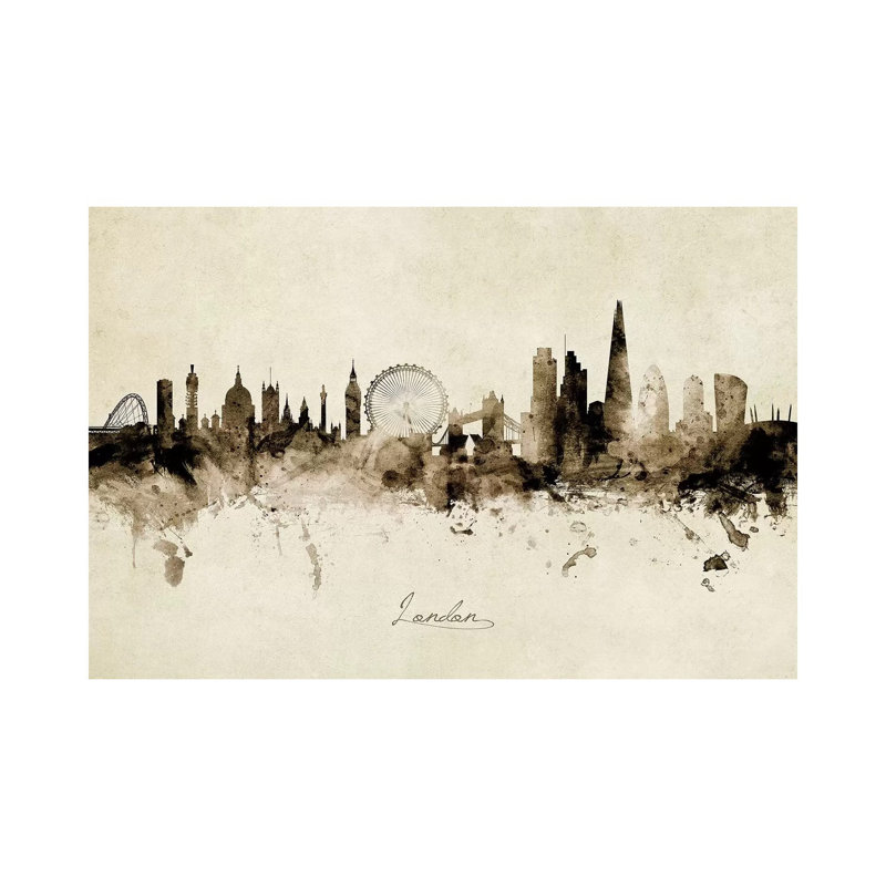 London England Skyline by Michael Tompsett - 1 Piece Wrapped Canvas Wall Art, 20.32 cm H x 30.48 cm W