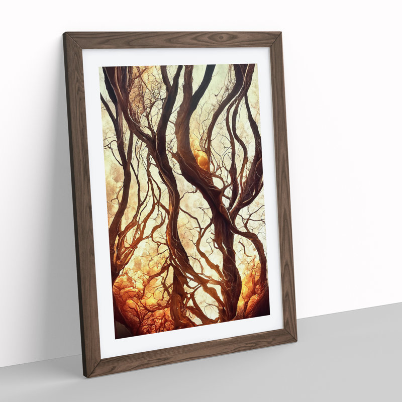 Abstract Autumn Tree No.2 - Framed Print, Walnut, 46cm H x 34cm W