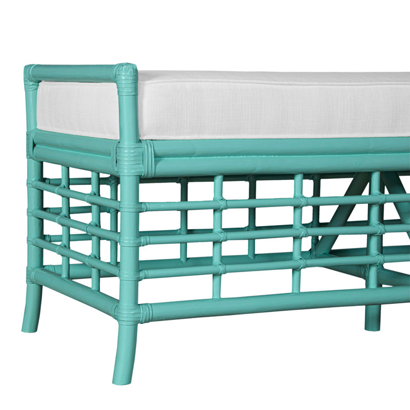 Luna Upholstered Bench, Turquoise
