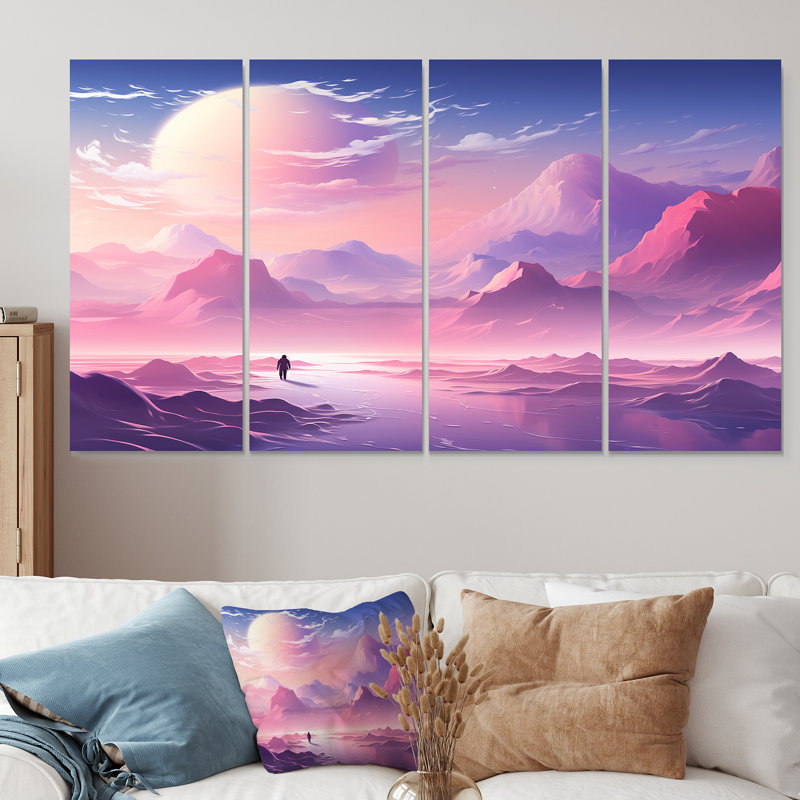 «Space Dreamscape Roseat Sky I», art mural sur toile 4 pièces, H 28 po x l 48 po
