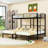 Twin Over Twin And Twin Metal L-Shaped Triple Bunk Bed With Built-In Side Table And Ladder
